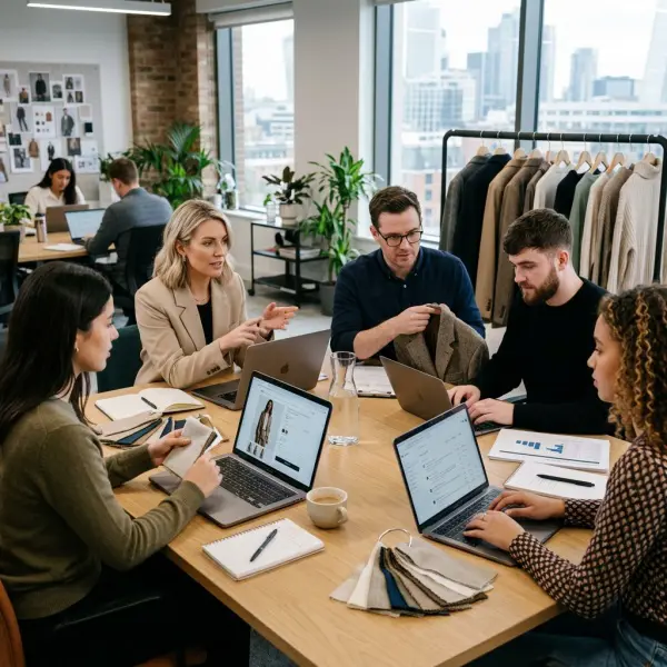 fashion brand team planning answer engine optimization strategy for product and content visibility
