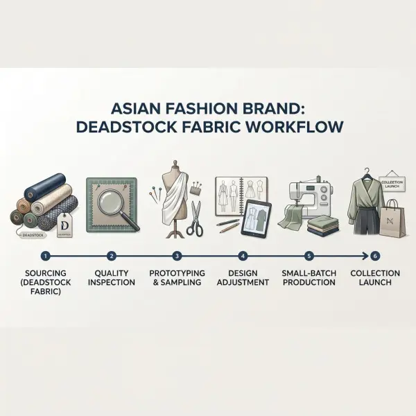 Workflow sederhana penggunaan deadstock fabric dari sourcing sampai produksi koleksi capsule