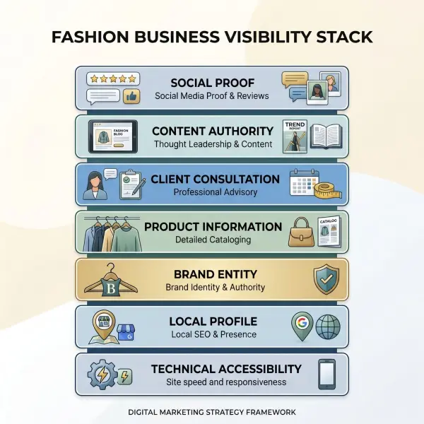 visibility stack framework for fashion businesses in AI search