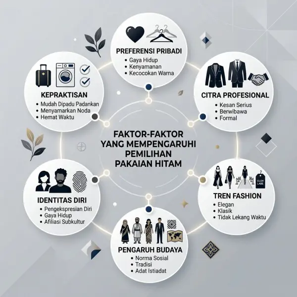 Diagram sederhana mengenai faktor yang memengaruhi pilihan memakai baju hitam