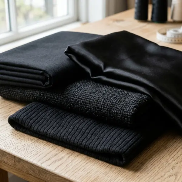 Perbandingan tekstur kain hitam matte satin dan woven untuk kebutuhan fashion