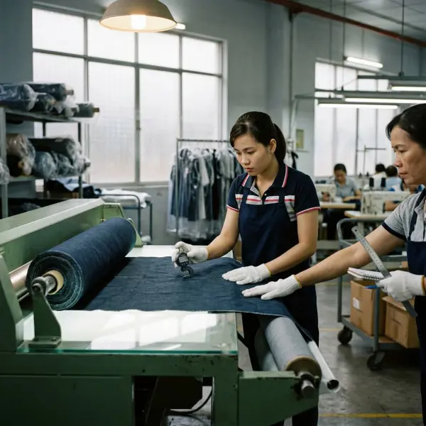 Pemeriksaan kualitas kain sebelum produksi pakaian