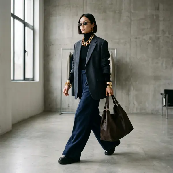 Beberapa tren fashion editorial dengan aksesori berukuran besar dan siluet dramatis