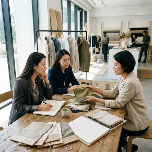 Diskusi antara fashion brand dan pemasok mengenai pengembangan material bio-based