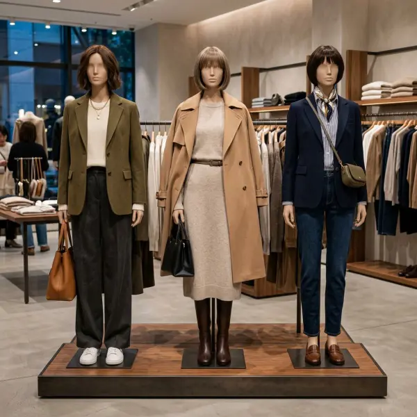 fashion mannequin display showing coordinated outfit strategy in retail fashion mannequin display showing coordinated outfit strategy in retail