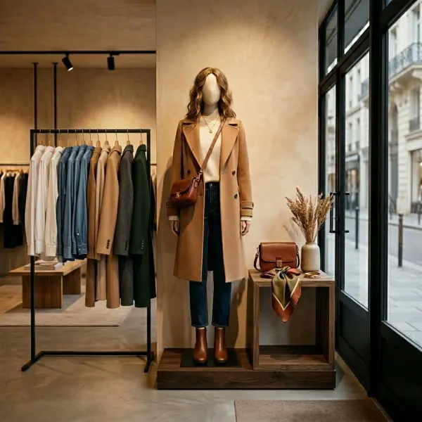 fashion retail entrance display designed to guide shopper attention