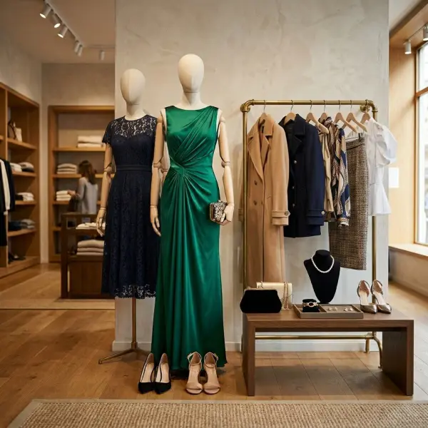 fashion retail display grouped by occasion to help buying decisions