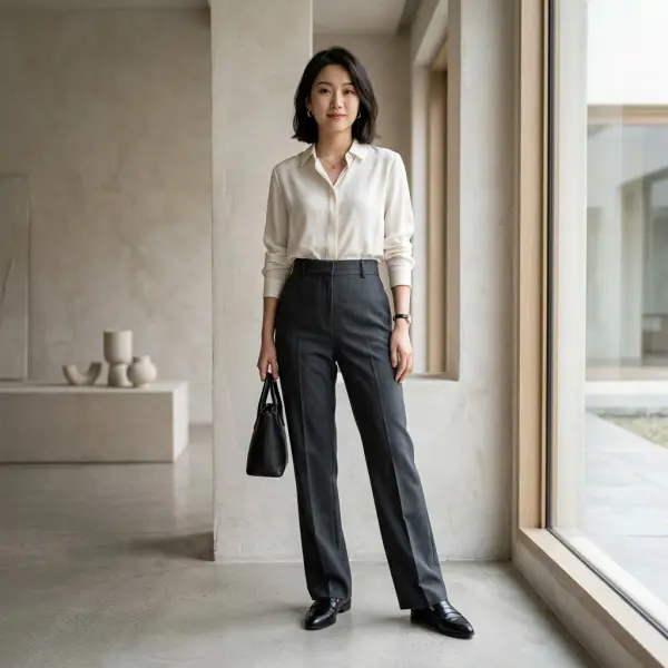 Celana high waist membantu menciptakan ilusi kaki lebih panjang pada wanita petite Celana high waist membantu menciptakan ilusi kaki lebih panjang pada wanita petite