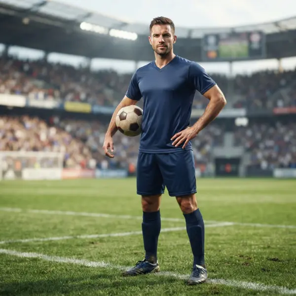Football-inspired sportswear fabrics displayed with jersey samples and textile swatches Football-inspired sportswear fabrics displayed with jersey samples and textile swatches