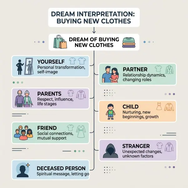 Diagram sederhana yang menunjukkan bagaimana penerima baju dalam mimpi memengaruhi penafsiran