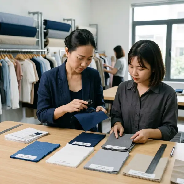 Pemeriksaan kualitas bahan Oxford sebelum dipilih untuk produksi massal Pemeriksaan kualitas bahan Oxford sebelum dipilih untuk produksi massal