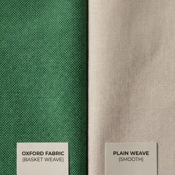 Perbandingan permukaan bahan Oxford dengan kain woven yang lebih halus Perbandingan permukaan bahan Oxford dengan kain woven yang lebih halus