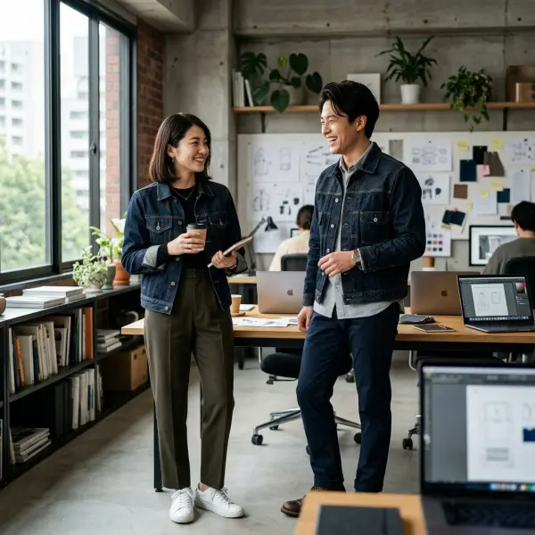 Denim jacket sebagai outfit smart casual di lingkungan kerja kreatif Denim jacket sebagai outfit smart casual di lingkungan kerja kreatif