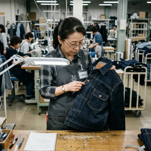 Pemeriksaan kualitas denim jacket sebelum dipasarkan