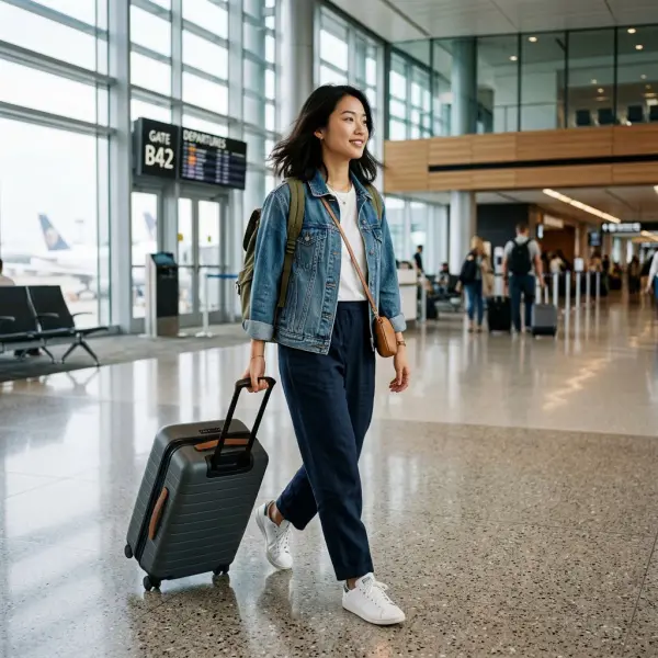 Inspirasi outfit traveling menggunakan jaket denim Inspirasi outfit traveling menggunakan jaket denim