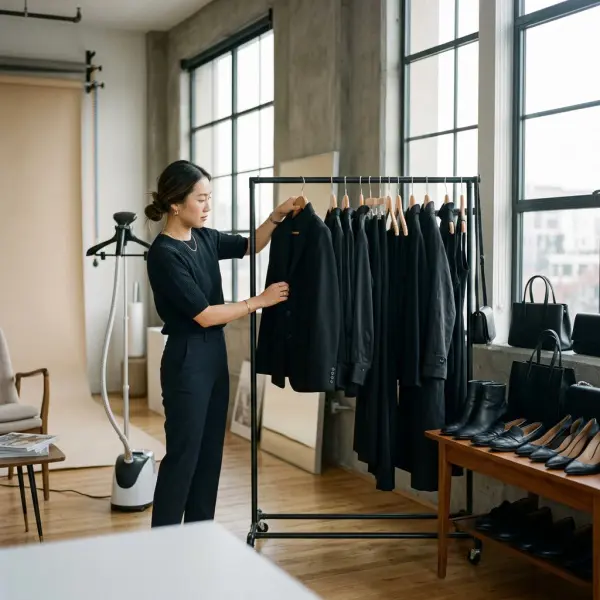 Editorial lookbook berbagai styling outfit hitam
