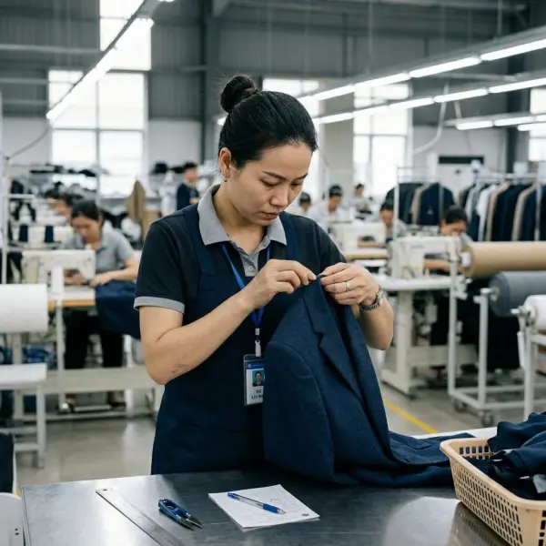 Pemeriksaan kualitas pakaian untuk memastikan daya tahan produk fashion