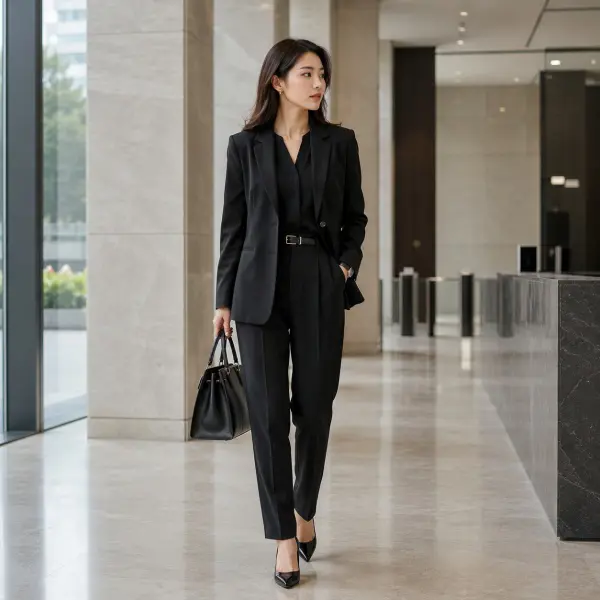 Gaya baju hitam elegan untuk outfit kerja wanita modern