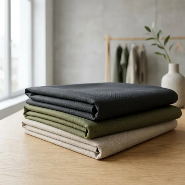 Tekstur kain poliester daur ulang (recycled polyester/rPET) dengan anyaman halus untuk pakaian olahraga dan outerwear Tekstur kain poliester daur ulang (recycled polyester/rPET) dengan anyaman halus untuk pakaian olahraga dan outerwear