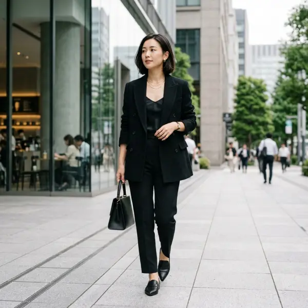 Inspirasi styling baju hitam elegan dengan layering dan aksesori minimalis