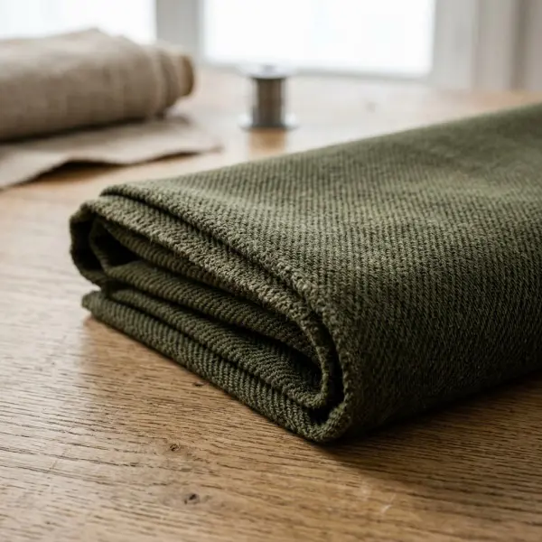 Tekstur kain twill premium dengan pola diagonal untuk jas