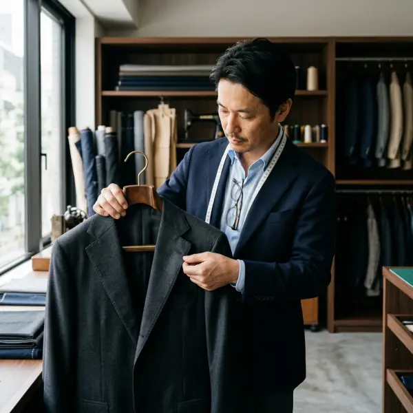 Pemeriksaan kualitas jas sebelum dipasarkan