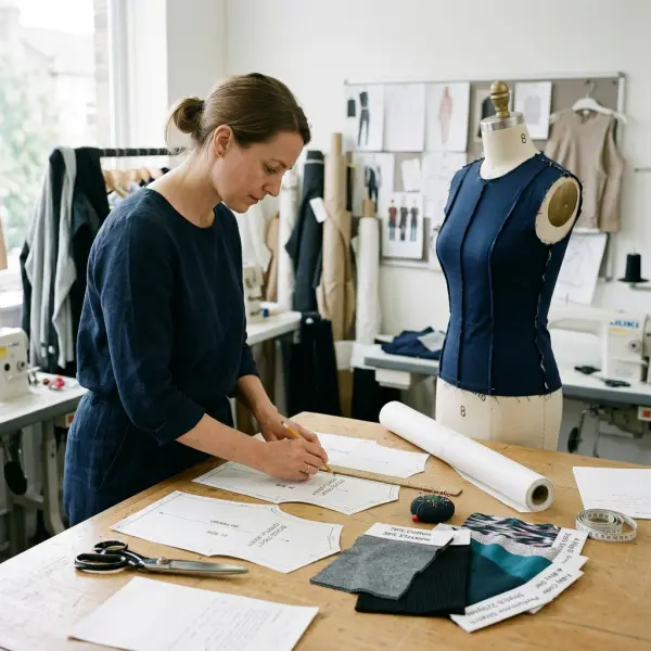 Pattern maker developing garment patterns for stretch fabric apparel Pattern maker developing garment patterns for stretch fabric apparel