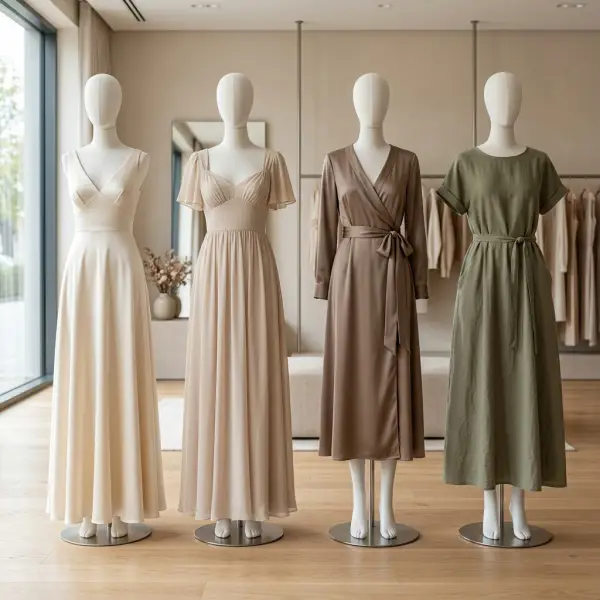 Berbagai model long dress modern dengan siluet yang berbeda Berbagai model long dress modern dengan siluet yang berbeda