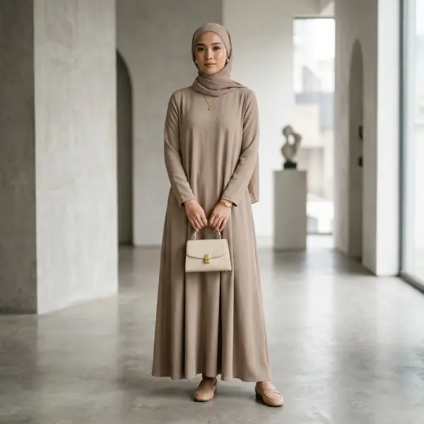 Inspirasi long dress modern untuk modest fashion