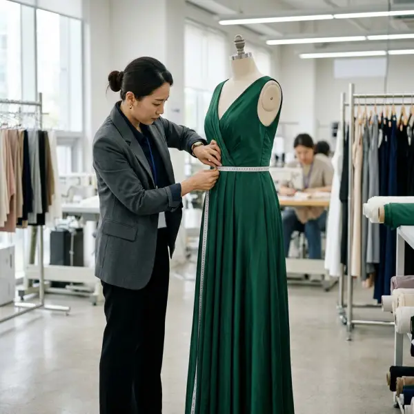 Pemeriksaan kualitas long dress sebelum dipasarkan Pemeriksaan kualitas long dress sebelum dipasarkan