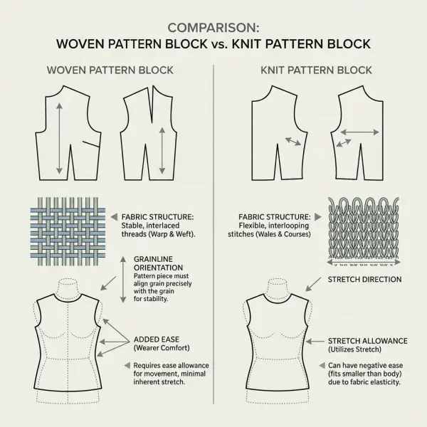 Comparison of woven and knit pattern blocks for garment development