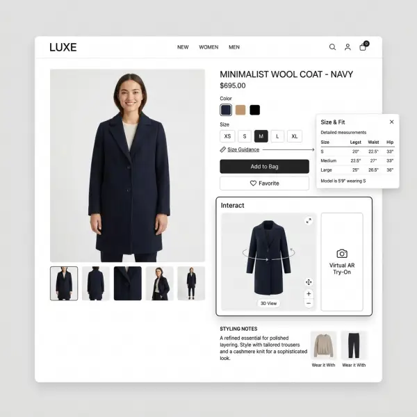 interactive fashion product page with 3D and AR shopping features interactive fashion product page with 3D and AR shopping features