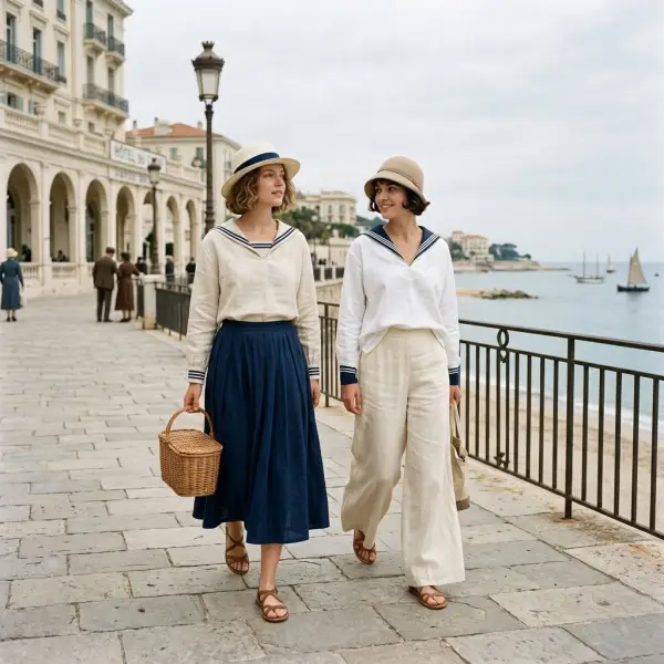 Early twentieth-century-inspired coastal leisure clothing Early twentieth-century-inspired coastal leisure clothing