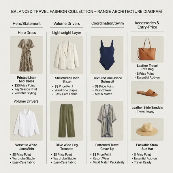 Range architecture for a coordinated travel and leisure fashion collection