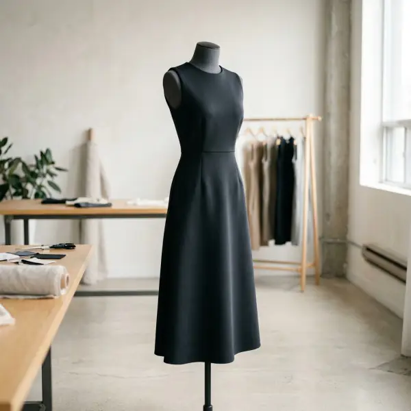 Dress berbahan scuba yang mempertahankan bentuk siluet secara rapi