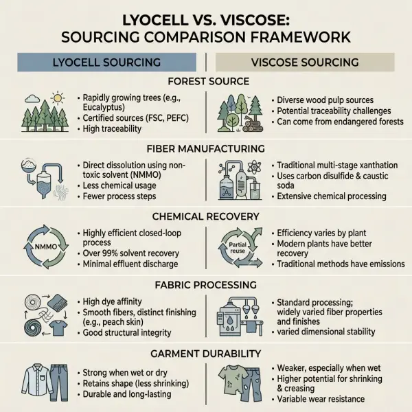 Sustainability comparison framework for lyocell and viscose rayon sourcing
