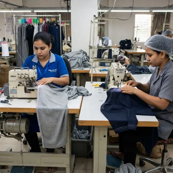 Industrial overlock and coverstitch machines used for knit garment production