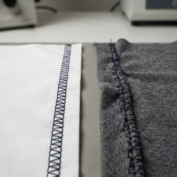 Balanced lockstitch compared with strained lockstitch on garment fabrics Balanced lockstitch compared with strained lockstitch on garment fabrics