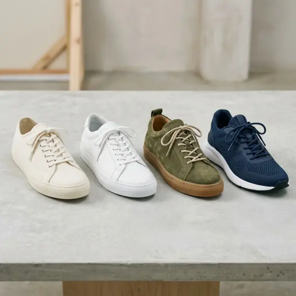 Perbandingan material kanvas, kulit, suede, dan mesh pada sepatu kets