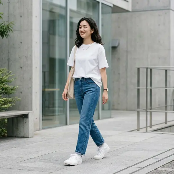 Inspirasi padu padan sepatu kets dengan outfit kasual modern
