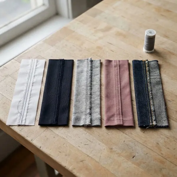 Different sewing stitch types compared for garment strength and appearance Different sewing stitch types compared for garment strength and appearance