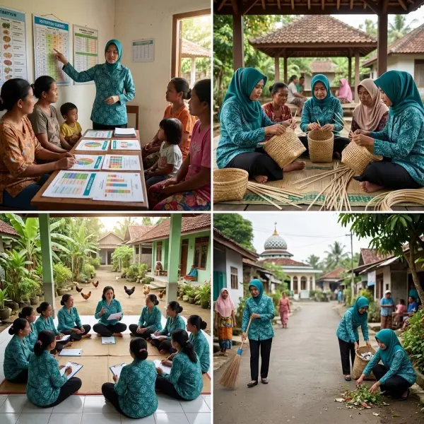 Beragam kegiatan PKK yang memerlukan penggunaan seragam sesuai jenis acara Beragam kegiatan PKK yang memerlukan penggunaan seragam sesuai jenis acara