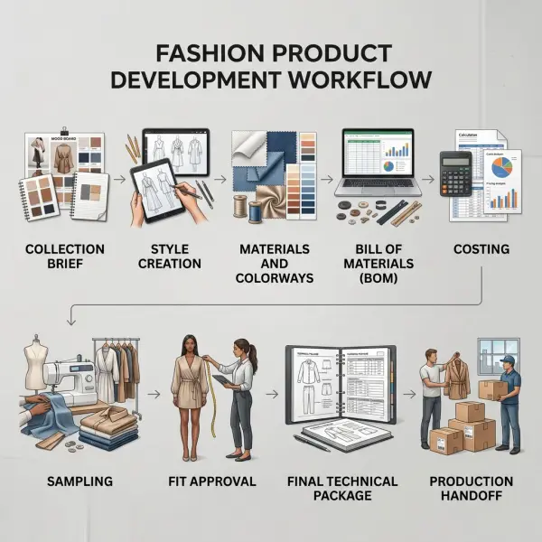 Fashion PLM workflow from collection brief to approved production specification Fashion PLM workflow from collection brief to approved production specification