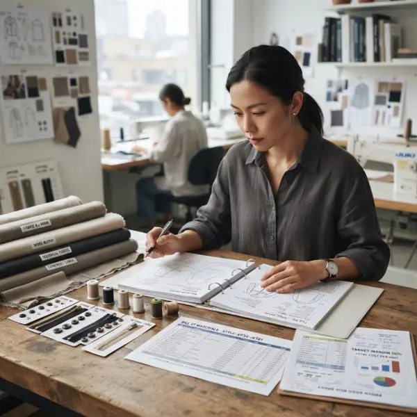Product developer menggunakan Tech Pack untuk merencanakan kebutuhan material dan mengurangi pemborosan produksi Product developer menggunakan Tech Pack untuk merencanakan kebutuhan material dan mengurangi pemborosan produksi