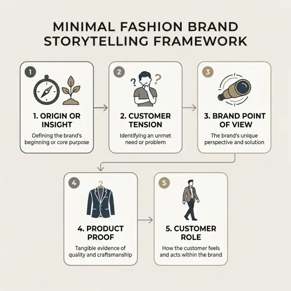 Framework connecting brand origin, customer tension, point of view, product evidence, and customer role