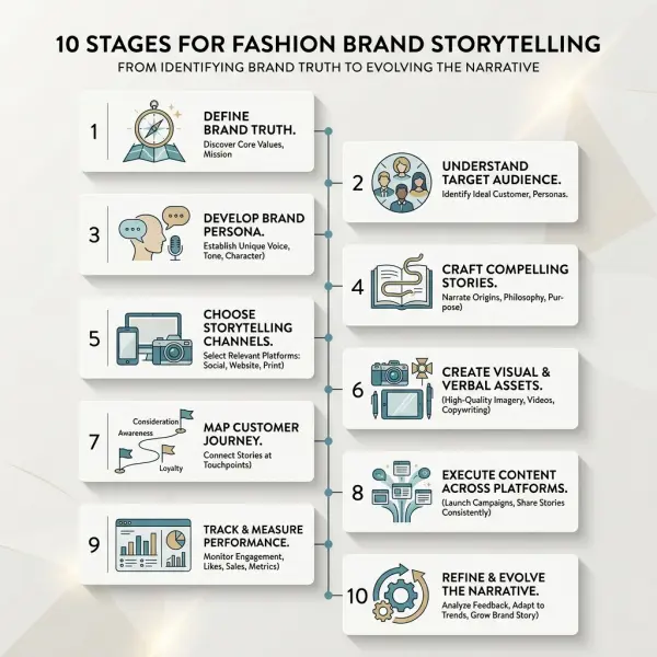 Ten-stage process for developing and managing a fashion brand story