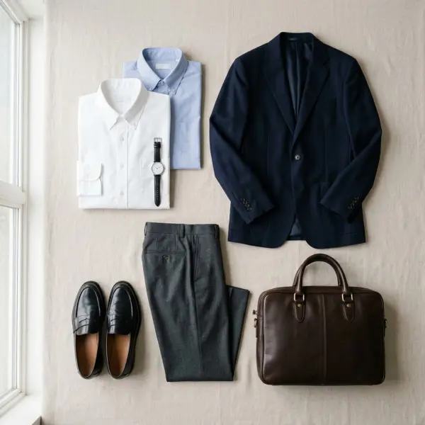 Koleksi pakaian kerja dasar yang mudah dipadukan untuk karyawan baru