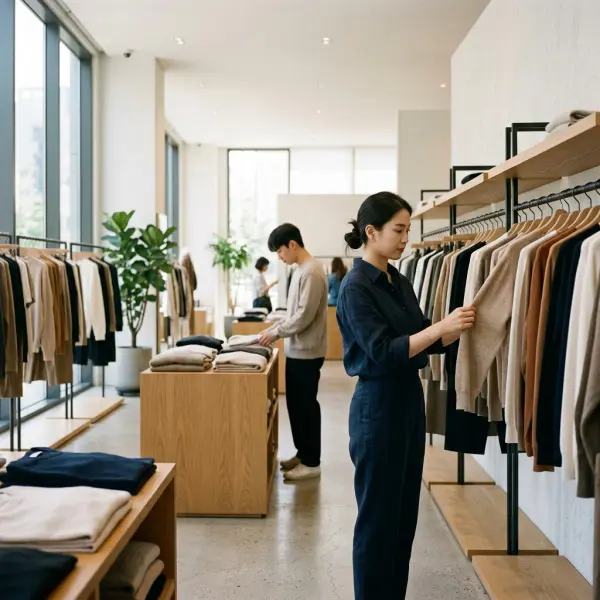 Toko fashion modern yang menampilkan produk berkualitas dengan tata letak rapi Toko fashion modern yang menampilkan produk berkualitas dengan tata letak rapi