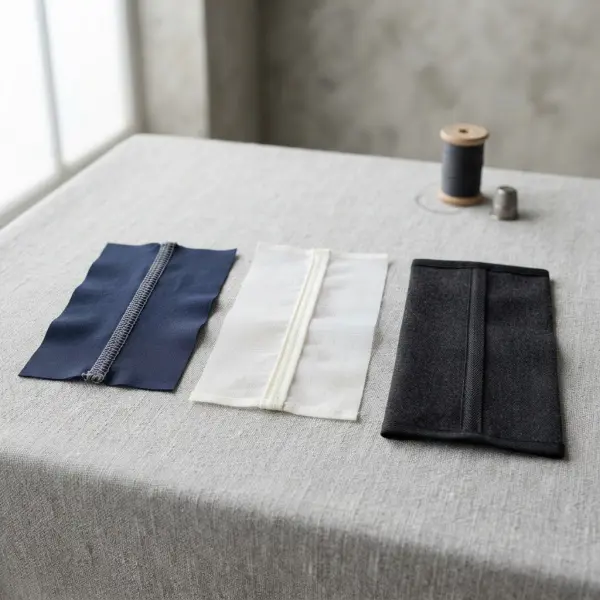 Garment seam samples demonstrating durability, comfort, and visual quality