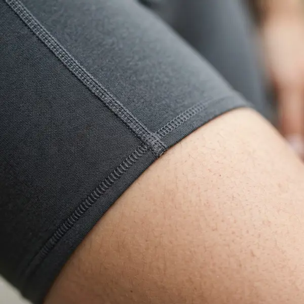 Close-up of a soft low-bulk seam inside stretch activewear